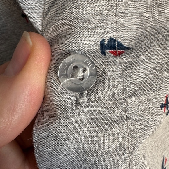 Molokai Surf Co Men's Allover Boat & Anchor Short Sleeve Button Shirt Gray Large - Picture 5 of 13